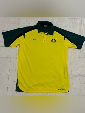 Nike Yellow and Dark Green Oregon Polo Shirt